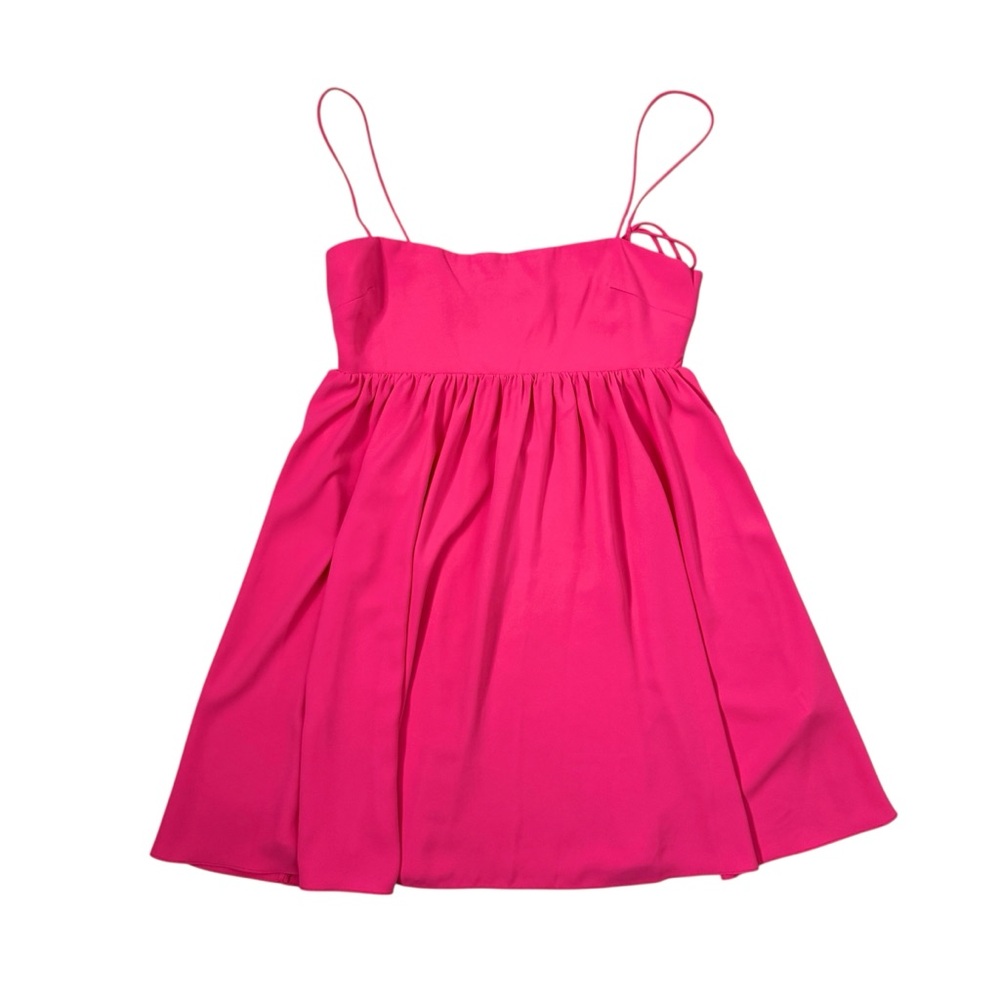 Amanda Uprichard Jojo Dress Pink Lacquer Mini Babydoll Spaghetti Strap SZ Small - Picture 6 of 16